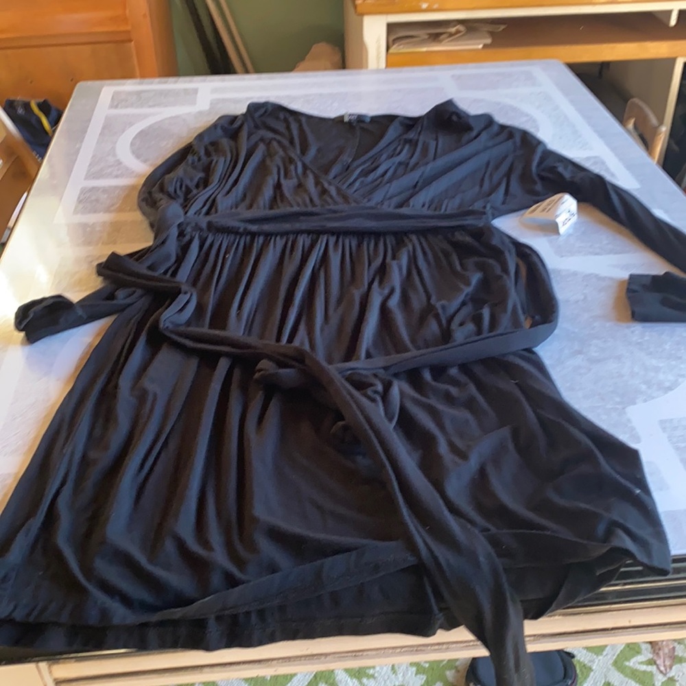 Black wrap jersey dress